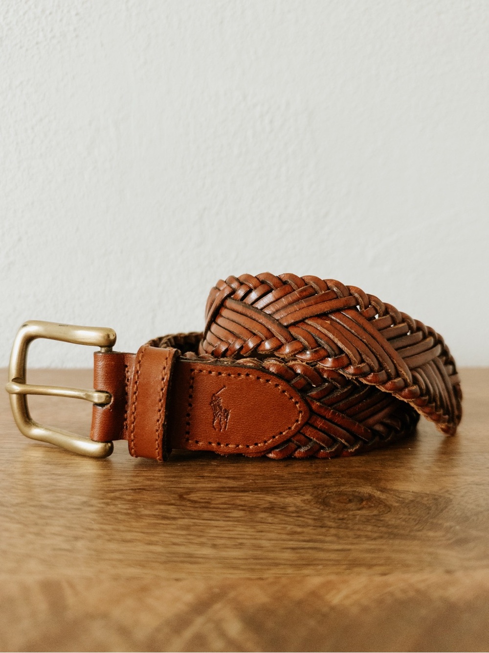Polo Ralph Lauren Vintage Braided Leather Belt Size 90/35